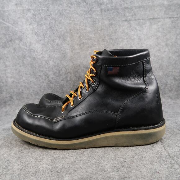 Danner Shoes Mens 10 EE Boots Leather Work Biker Bull Run Moc Toe 6" Black Shine - Picture 4 of 14